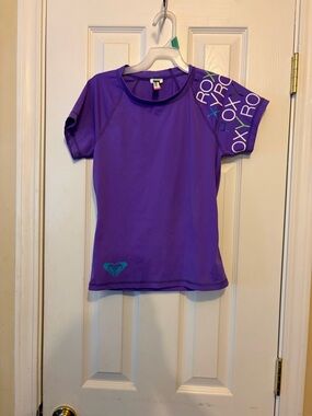 Roxy Purple Girl's👧🏻Whole Hearted Short Sleeve Rashguard (Big Kids)Sz L